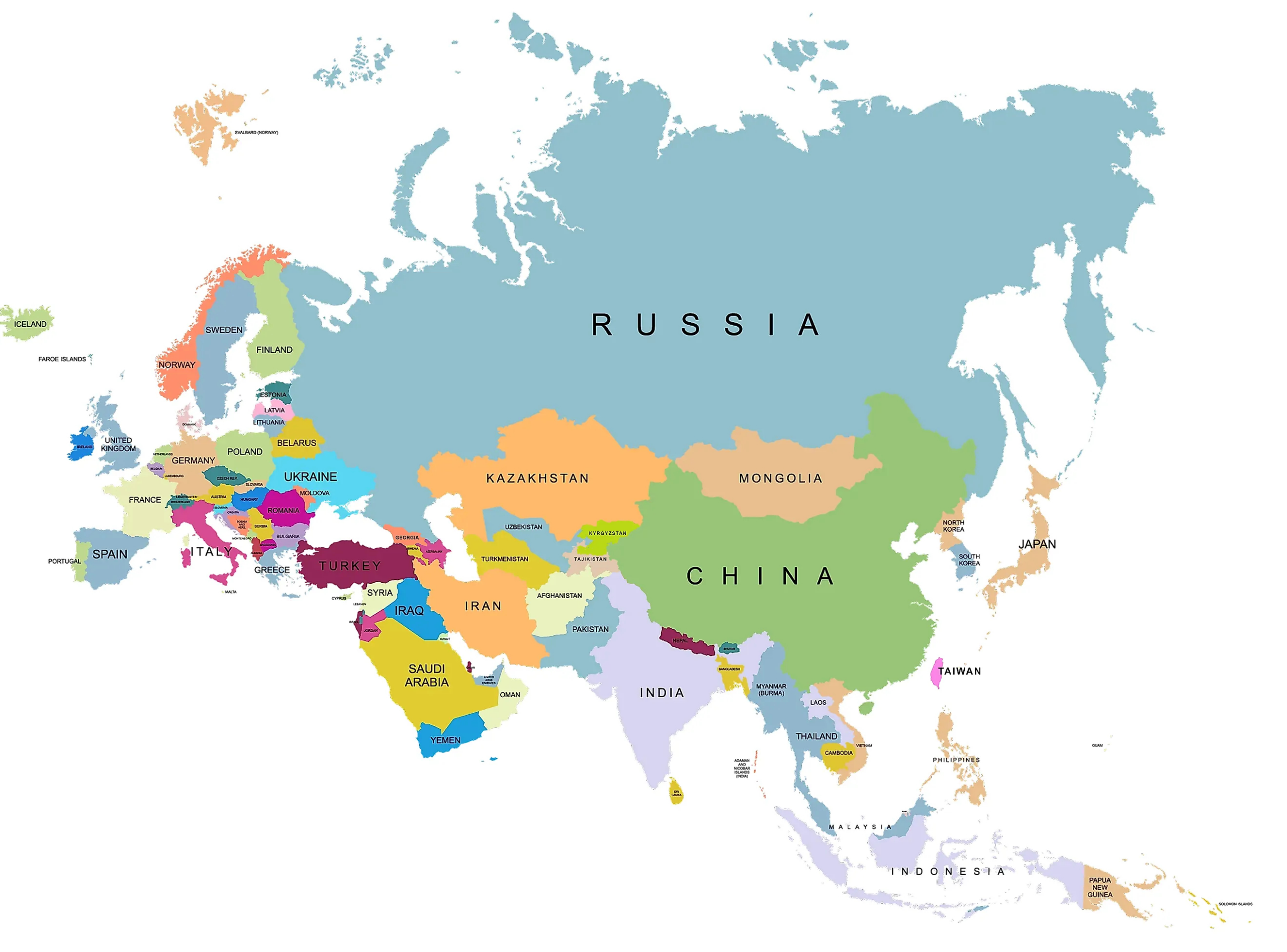 Eurasia - Worldatlas pertaining to Map of Asia and Europe Continent