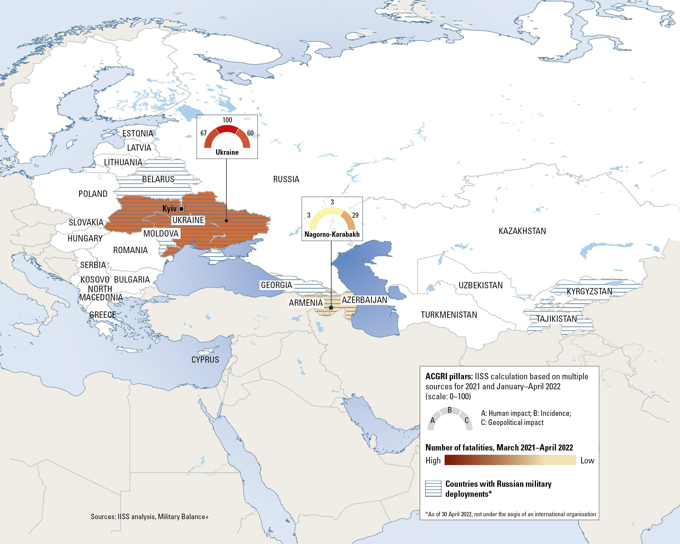 Europe And Eurasia | The Armed Conflict Survey 2022 inside Map Of Europe And Asia 2022