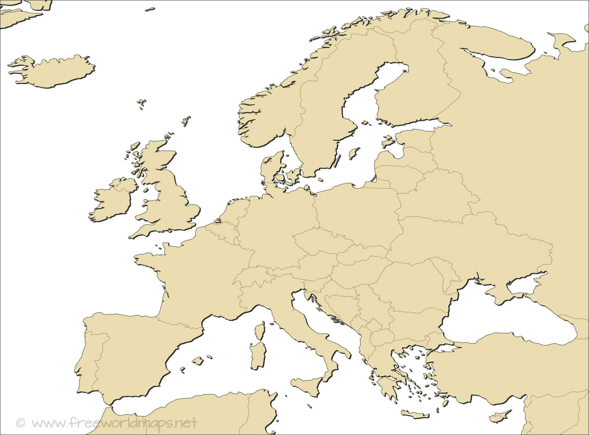 Europe Blank Map pertaining to Map of Europe and Asia No Labels