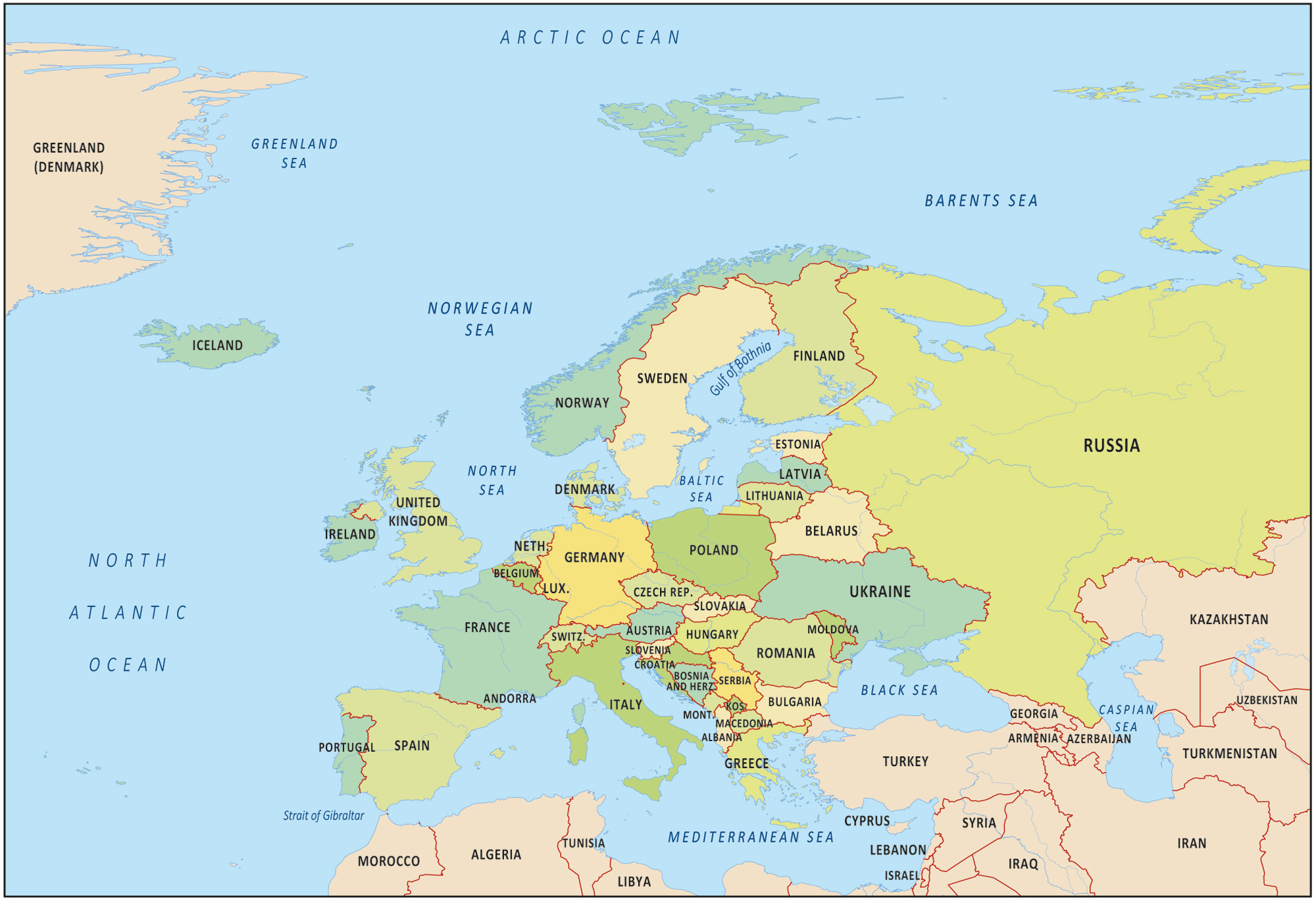 Europe Country Map - Gis Geography pertaining to Map of France Italy Switzerland and Austria
