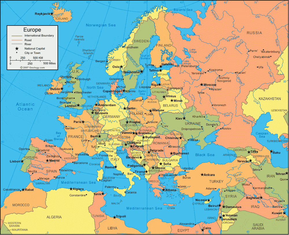 Europe Map And Satellite Image for Show Map of Europe and Asia
