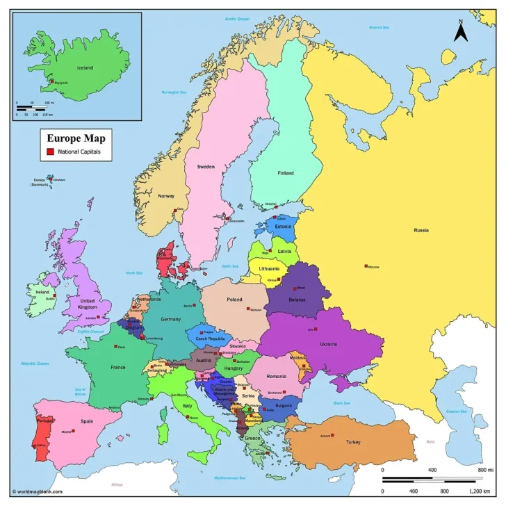 Interactive Map of Europe and Asia