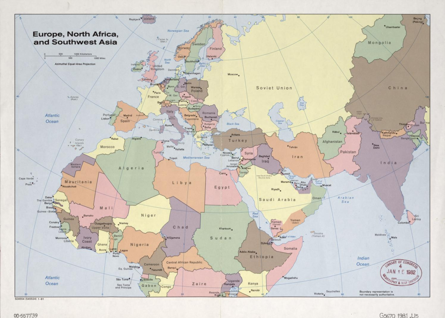 Europe, North Africa, And Southwest Asia. | Library Of Congress throughout Map of Eastern Europe and Western Asia