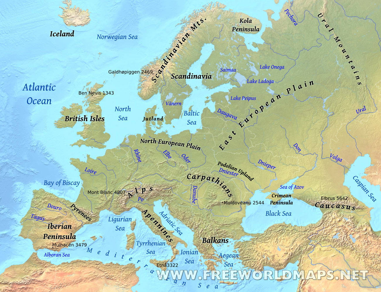Europe Physical Map – Freeworldmaps regarding Geographical Map of Europe and Asia