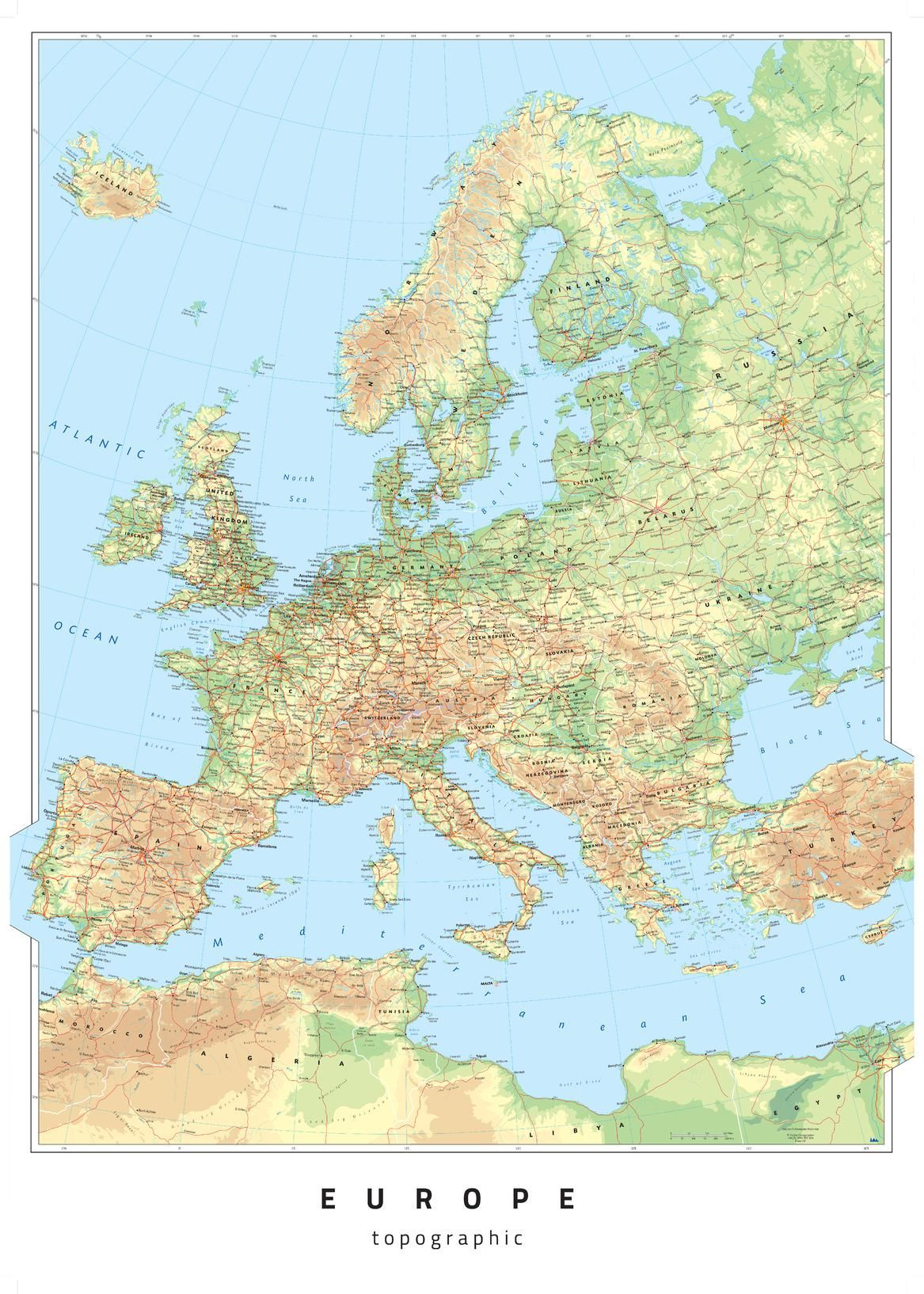 Europe Topographic | Stanfords throughout Topographic Map Of Europe And Asia