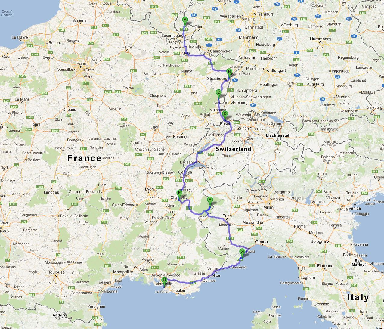 Europe - Which Scenic Road To Take To The South Of France pertaining to Map of Southern France and Northern Italy