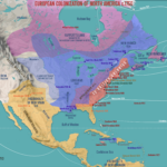 European Colonization Of North America C.1750   World History Inside European Settlements In North And South America 1682 Map