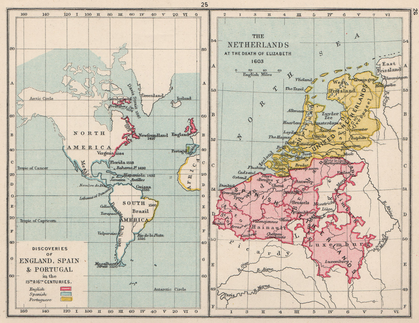 European Exploration 15-16C.england Spain Portugalherlands In 1603 1907 Map for Map of England Spain and Portugal