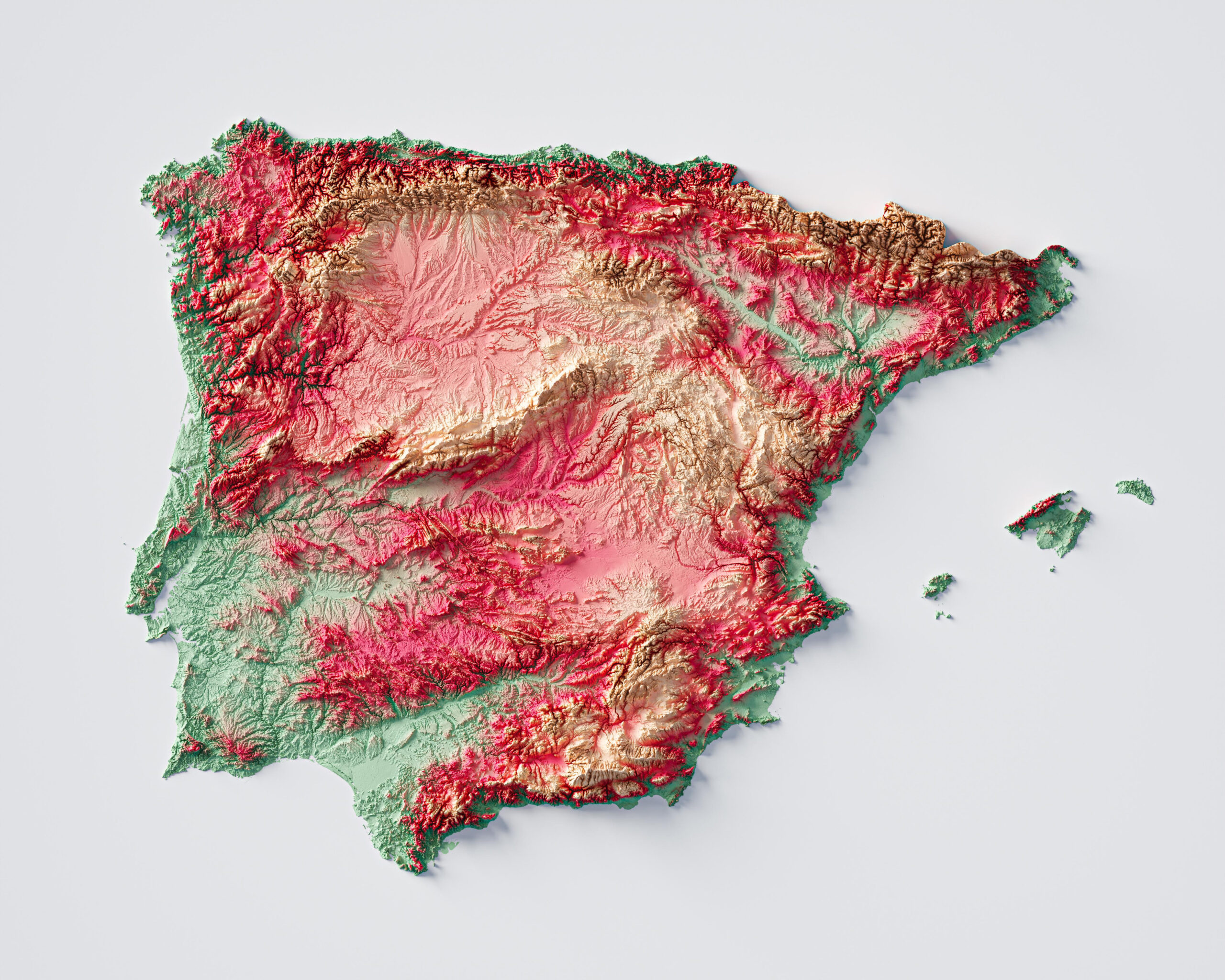 Exaggerated Relief Map Of Spain &amp;amp; Portugal : R/Mapporn in Topographic Map Of Spain And Portugal