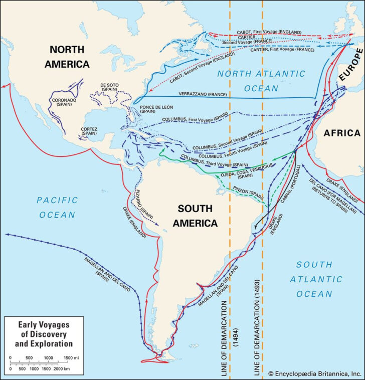 European Settlements In North and South America 1682 Map