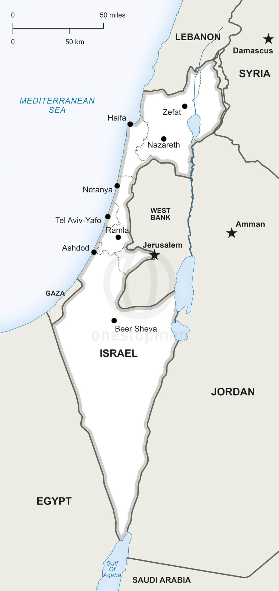 🇮🇱 Vector Map Of Israel Political | One Stop Map inside Free Printable Map Of Israel