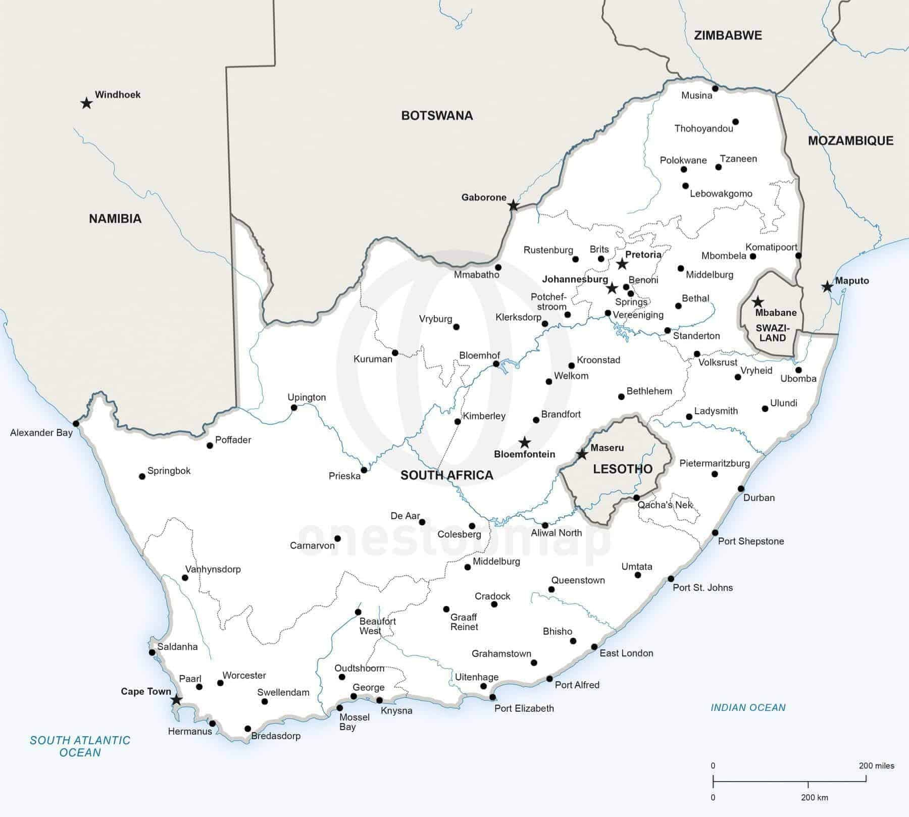 🇿🇦 Vector Map Of South Africa Political | One Stop Map throughout Free Printable Map Of South Africa