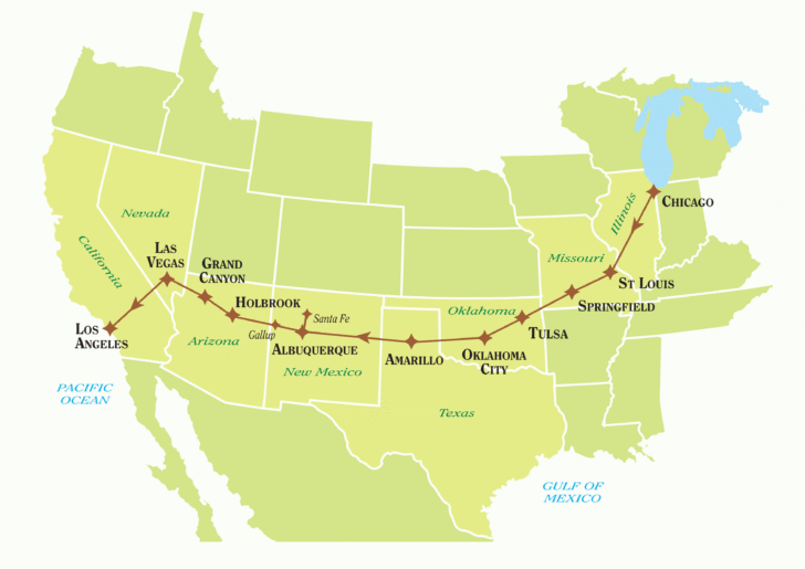 Printable Map of Route 66 USA