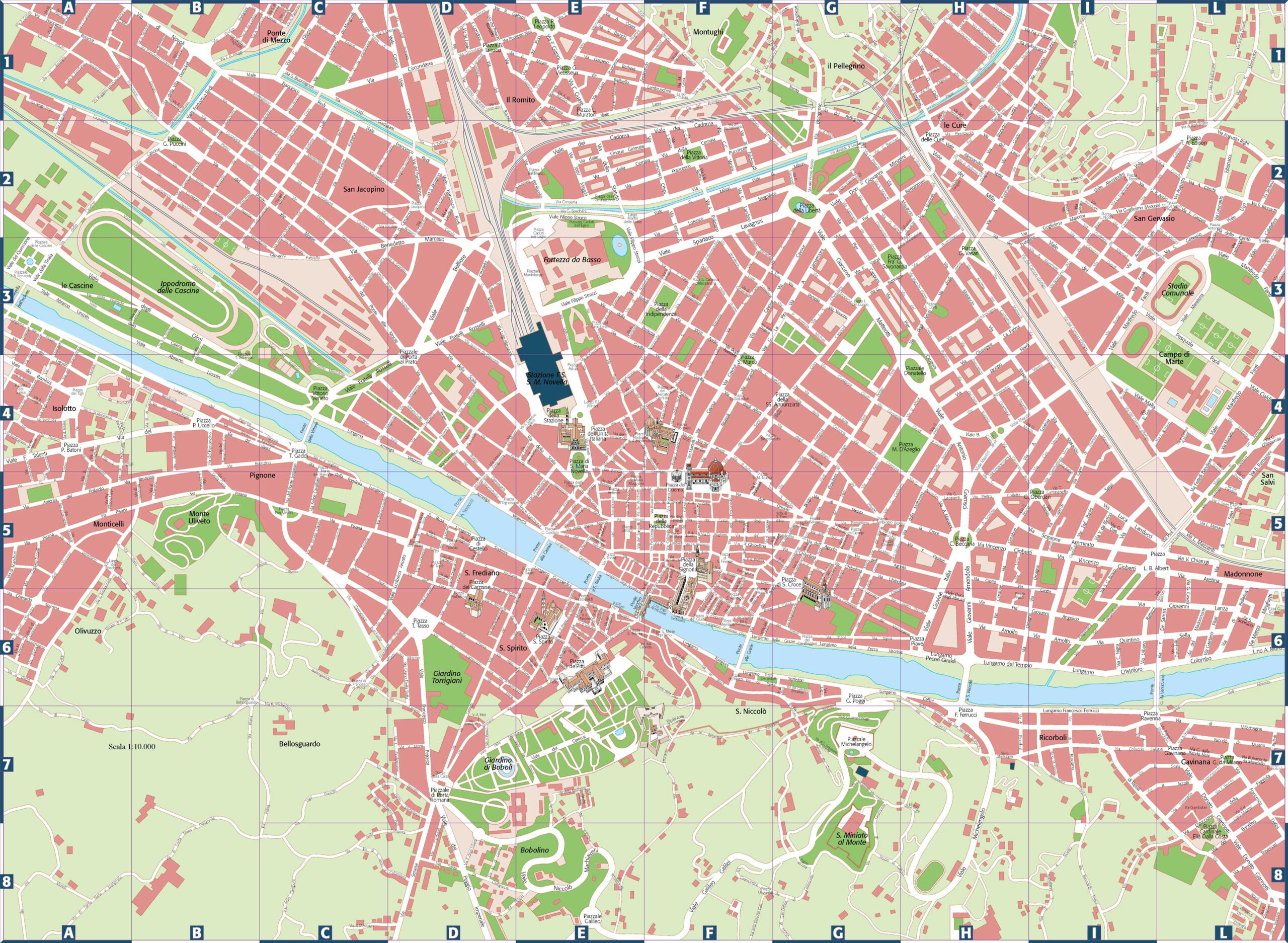 F&amp;amp;A Florence Map - Firenze with Street Map of Florence Italy