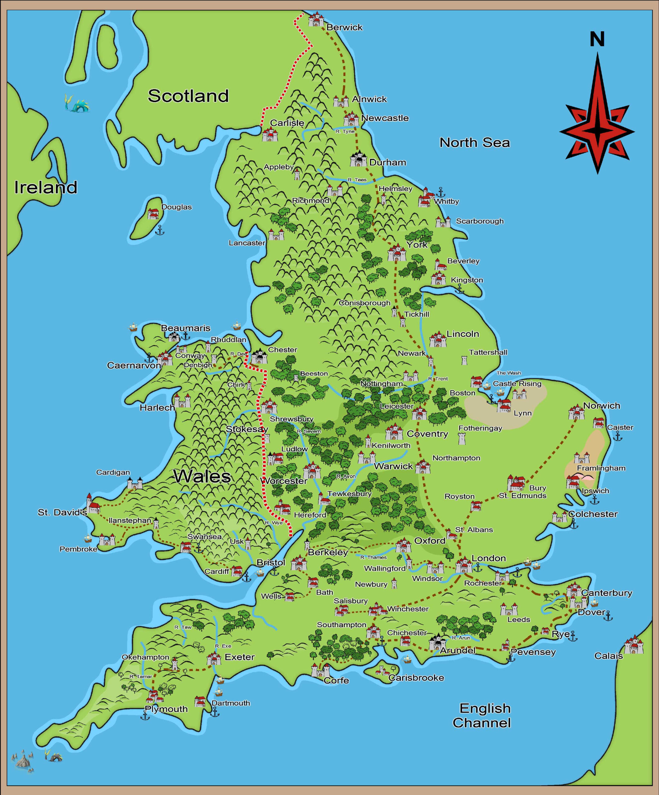 Fantasy Style Map Of Medieval England And Wales : R/Medievalhistory in Medieval Map of England and Scotland