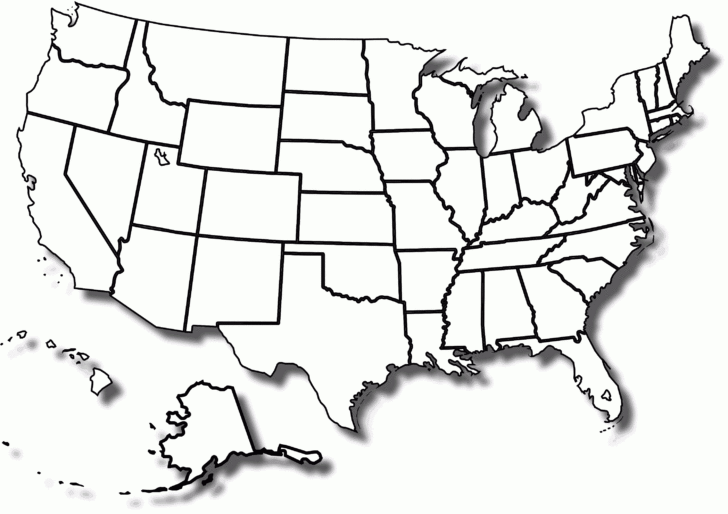 US Map Black and White Printable