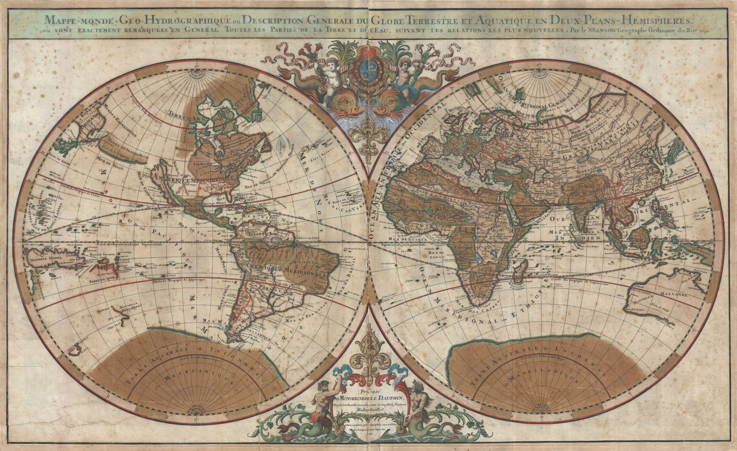 File:1691 Sanson Map Of The World On Hemisphere Projection pertaining to Historical Jesuit Maps Of Europe And Asia