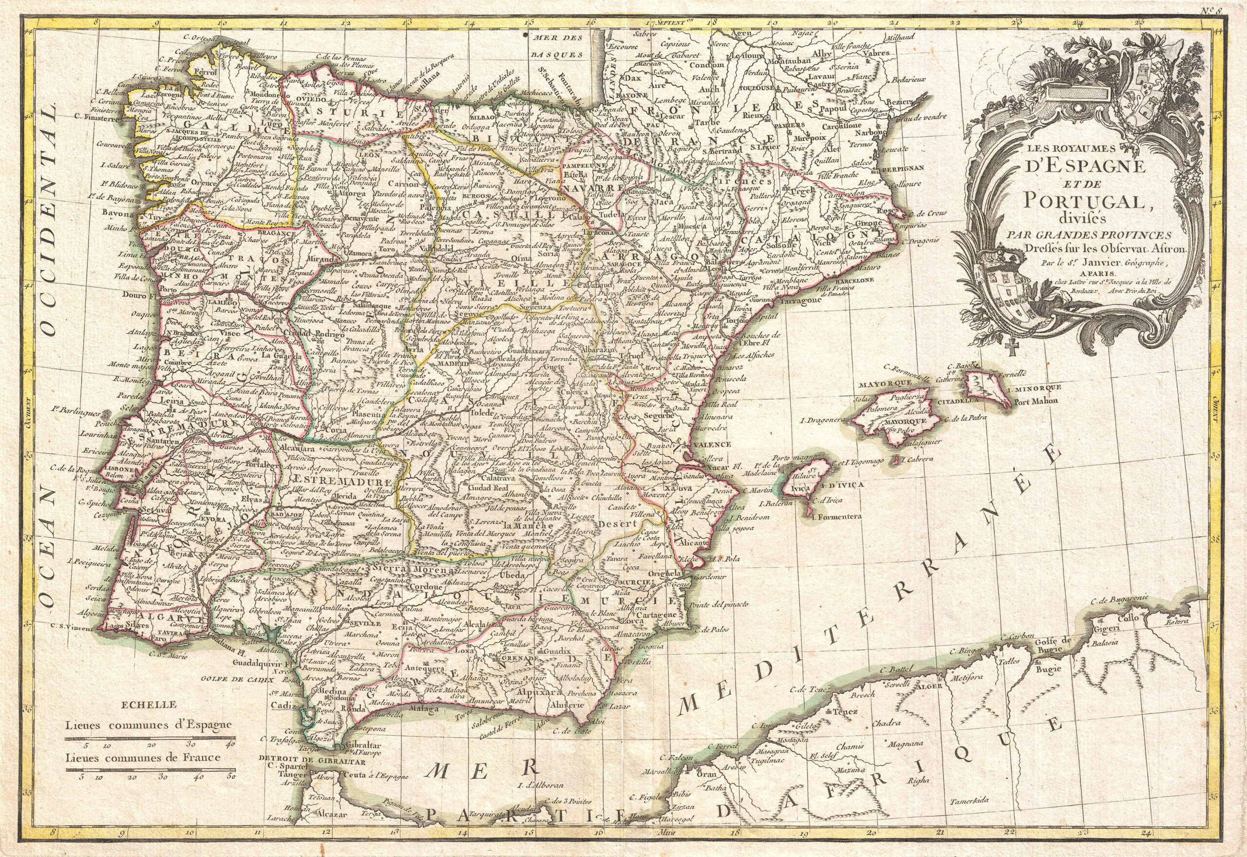 File:1775 Janvier Map Of Spain And Portugal - Geographicus with regard to Old Map Of Spain And Portugal