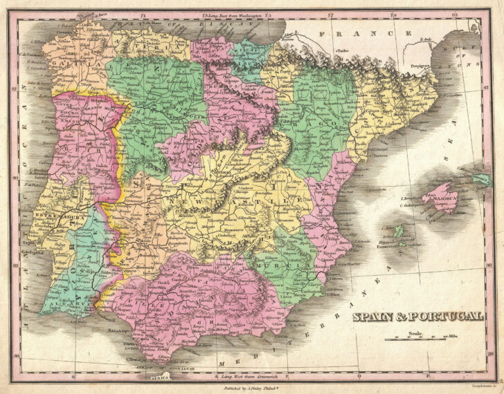 Detailed Map of Portugal and Spain