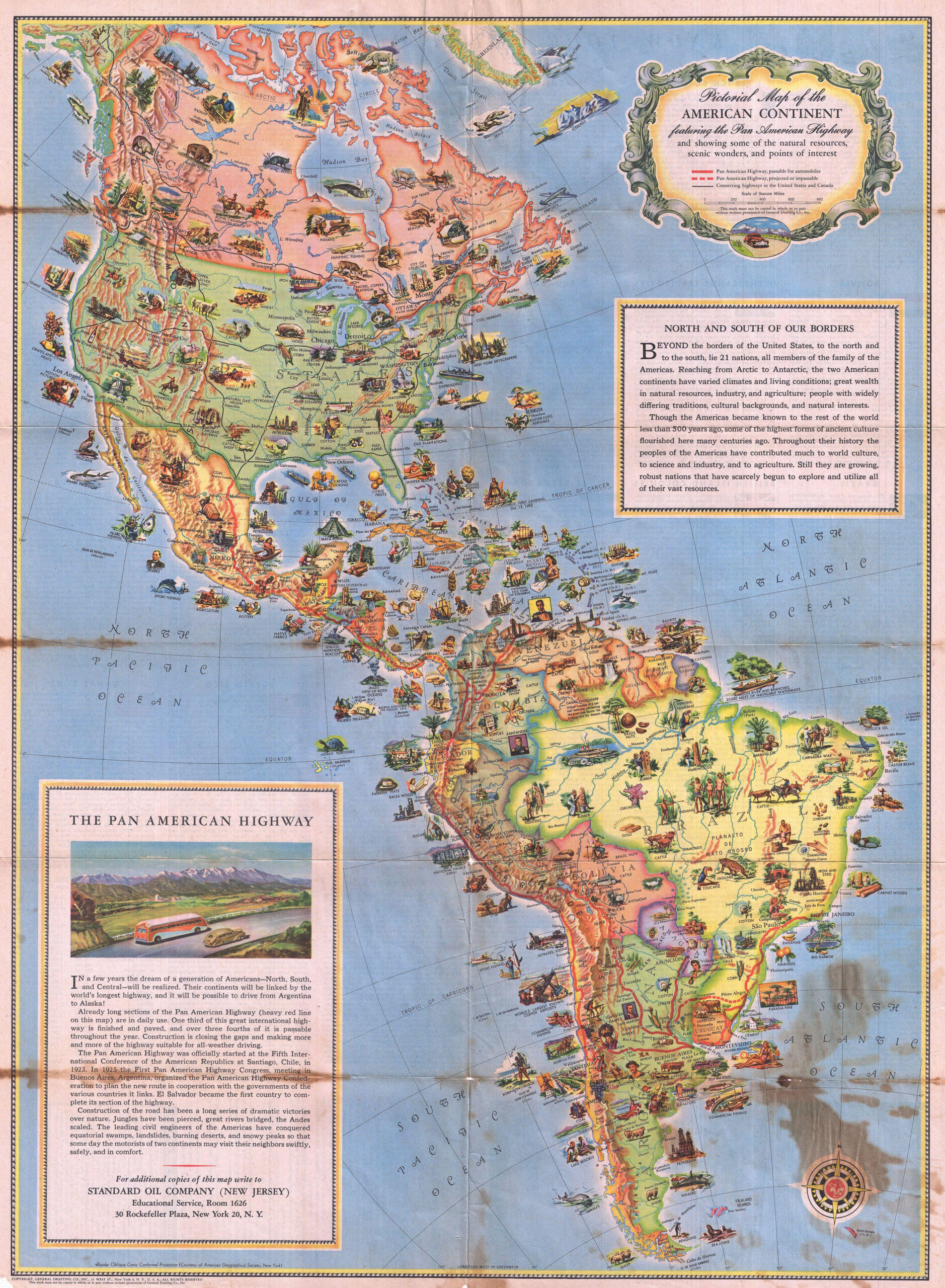File:1930 Pictorial Map Of North America And South America pertaining to Detailed Map of North and South America