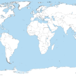 File:a Large Blank World Map With Oceans Marked In Blue Within Blackline Masters World Map Continent Printable