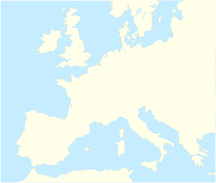 Blank Map of Western Europe Printable