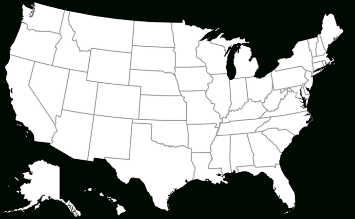 Black and White Printable Map of the United States