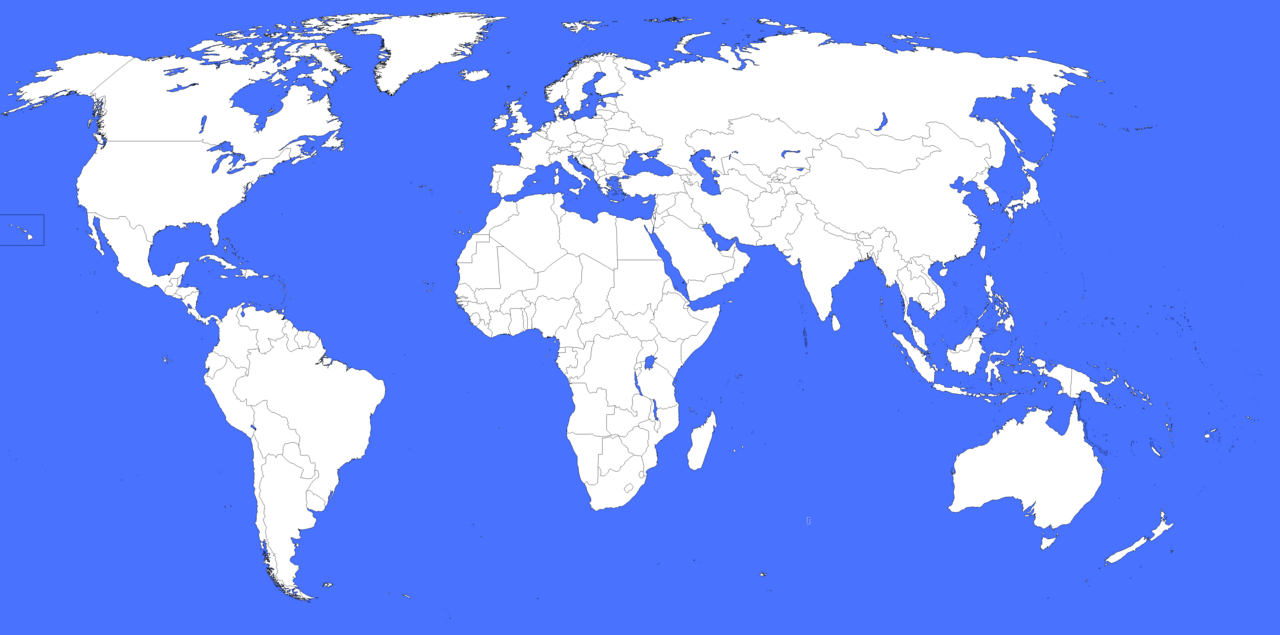 File:blank World Map (In The Year 2024 And With Borders And Blue regarding Blank Printable Map of the World