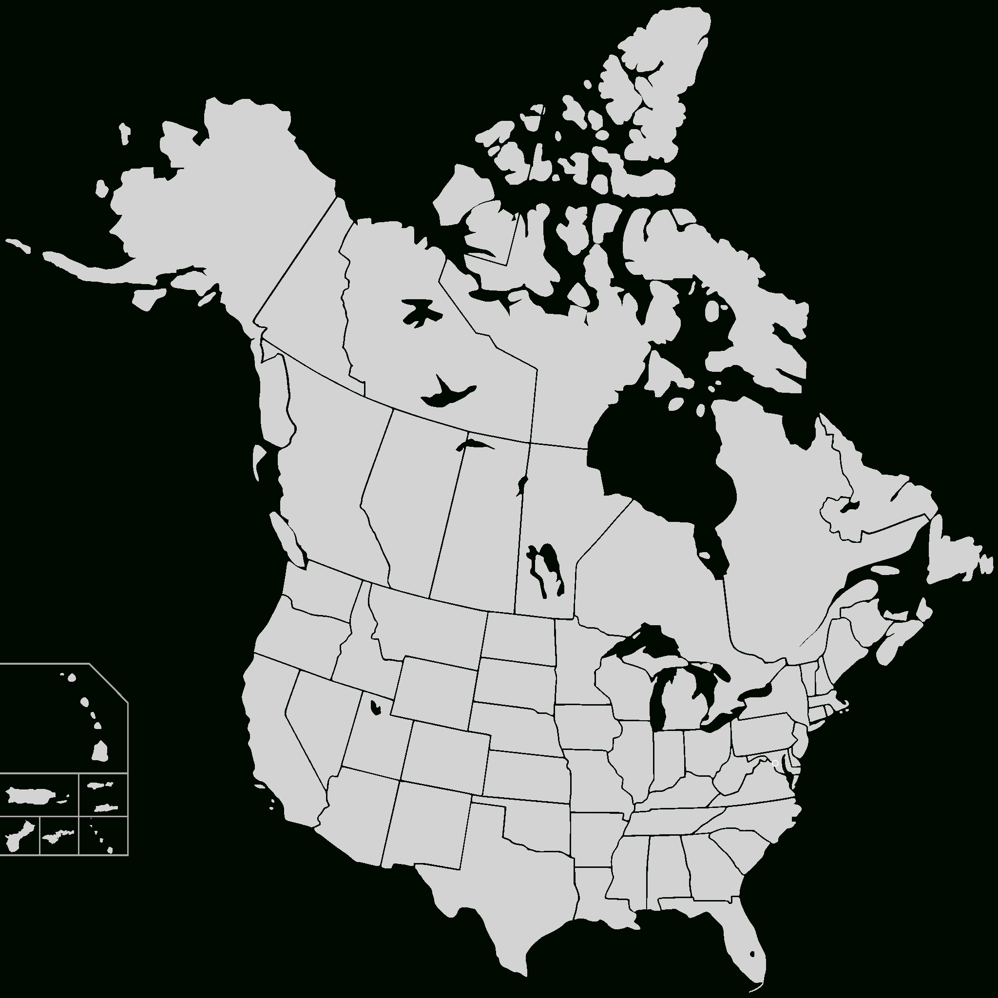 File:blankmap-Usa-States-Canada-Provinces, Hi Closer.svg within Blank Us And Canada Map Printable