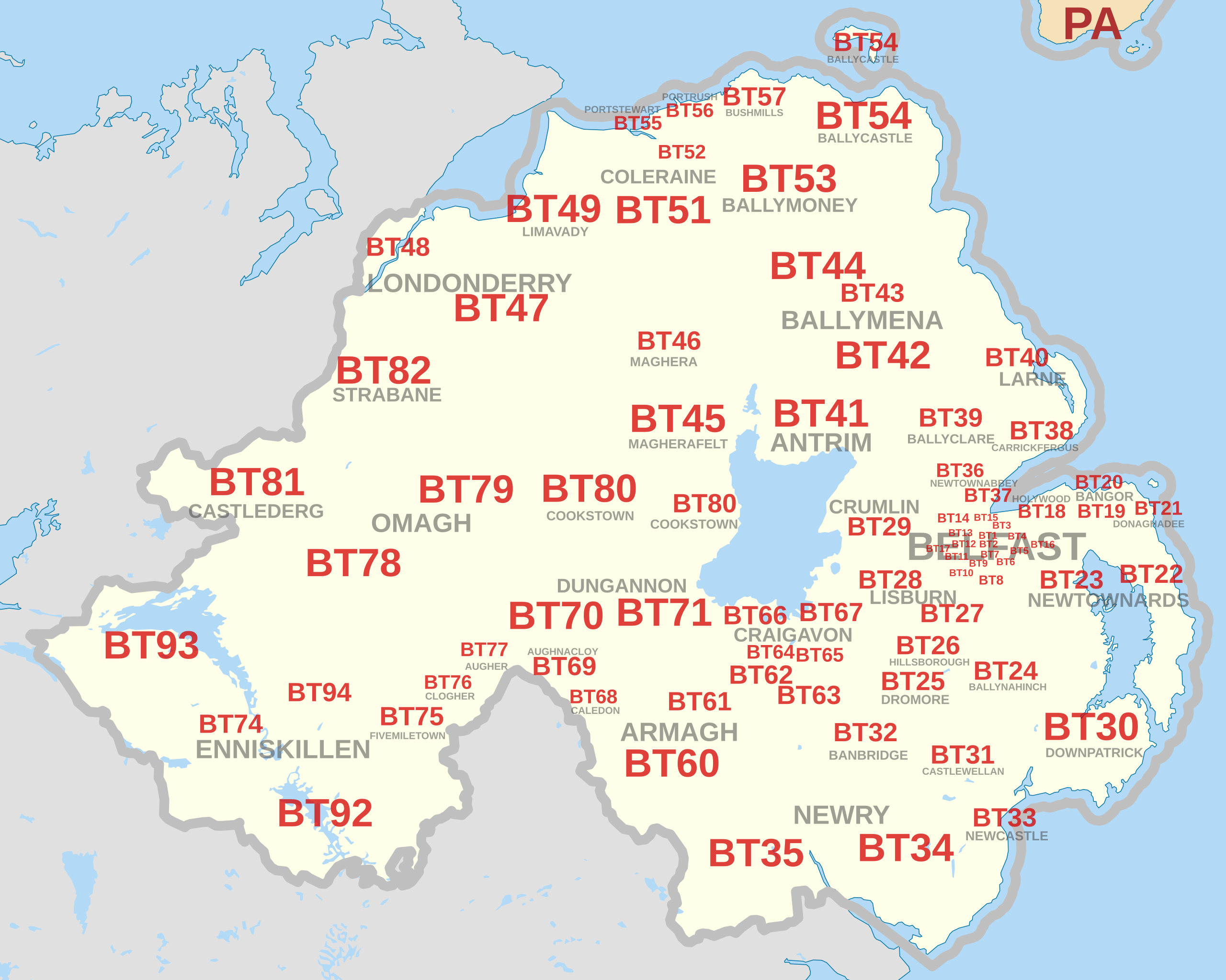 File:bt Postcode Area Map.svg - Wikimedia Commons intended for Free Printable Postcode Map Of Northern Ireland