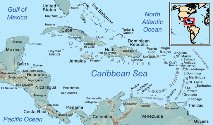 Printable Map of Caribbean Islands with Names