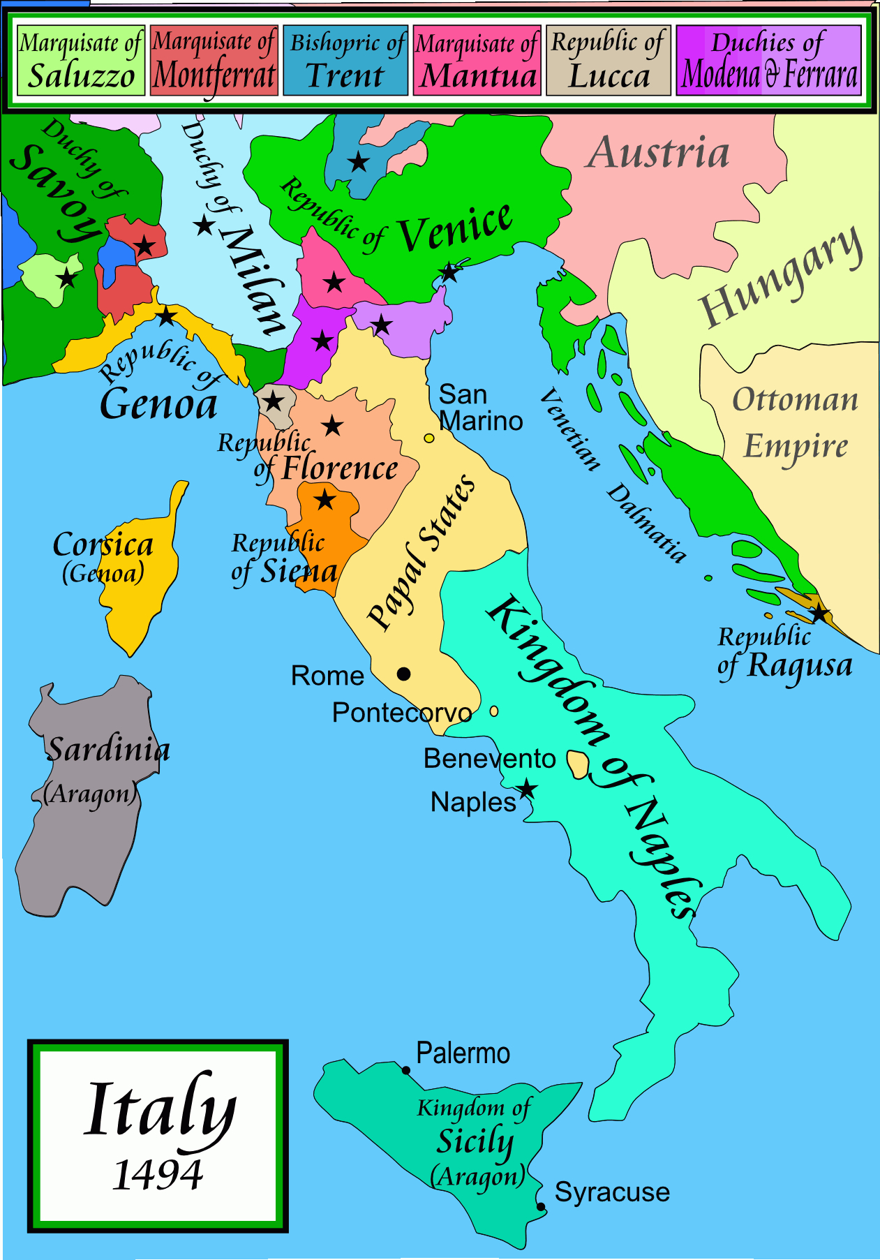 File:italy 1494 Ad - Wikipedia inside Map Of The Renaissance Italy