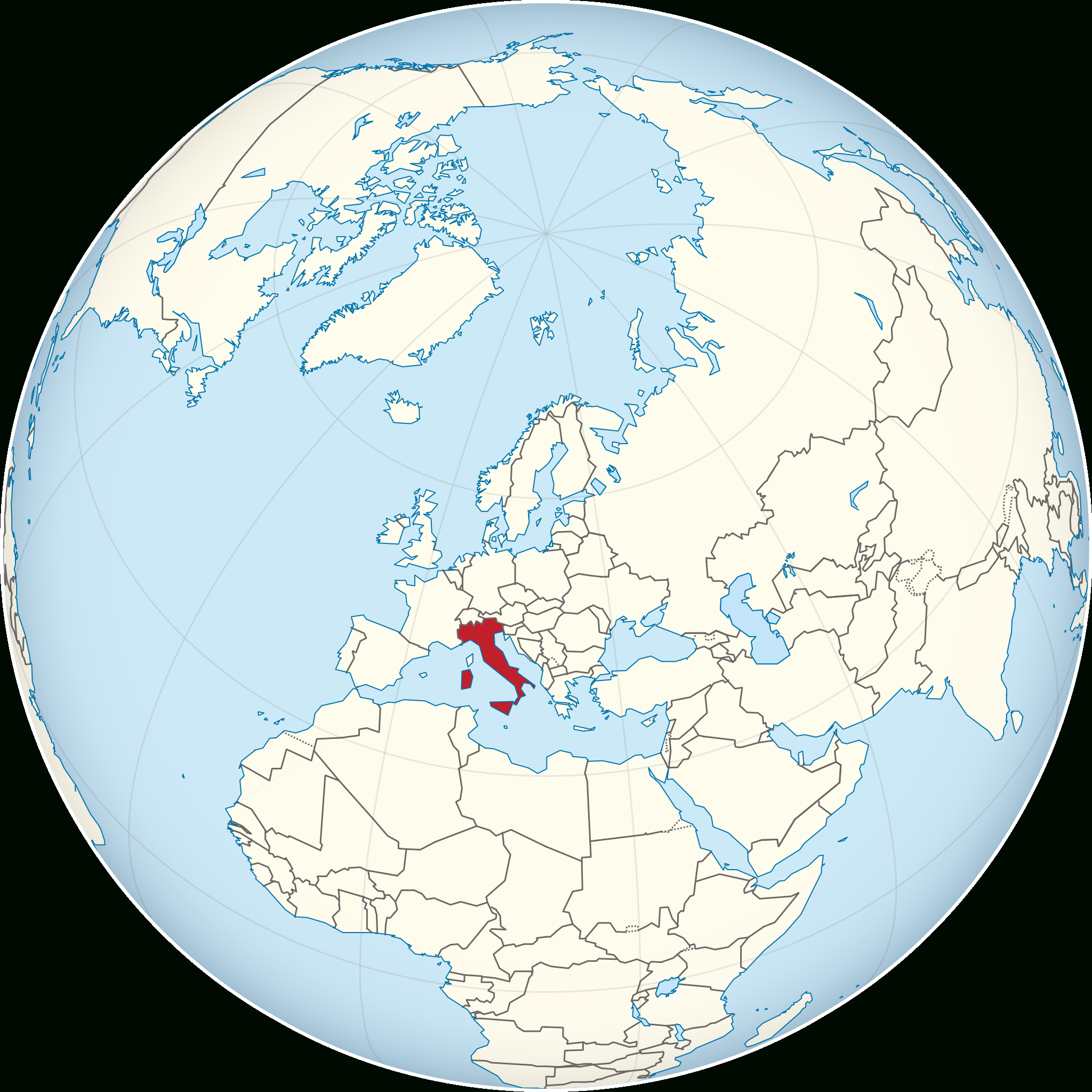 File:italy On The Globe (Europe Centered).Svg - Wikimedia Commons inside Italy On The Map Of The World