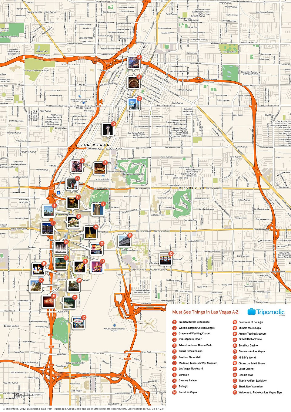 File:las Vegas Printable Tourist Attractions Map – Travel intended for Printable Detailed Las Vegas Strip Map