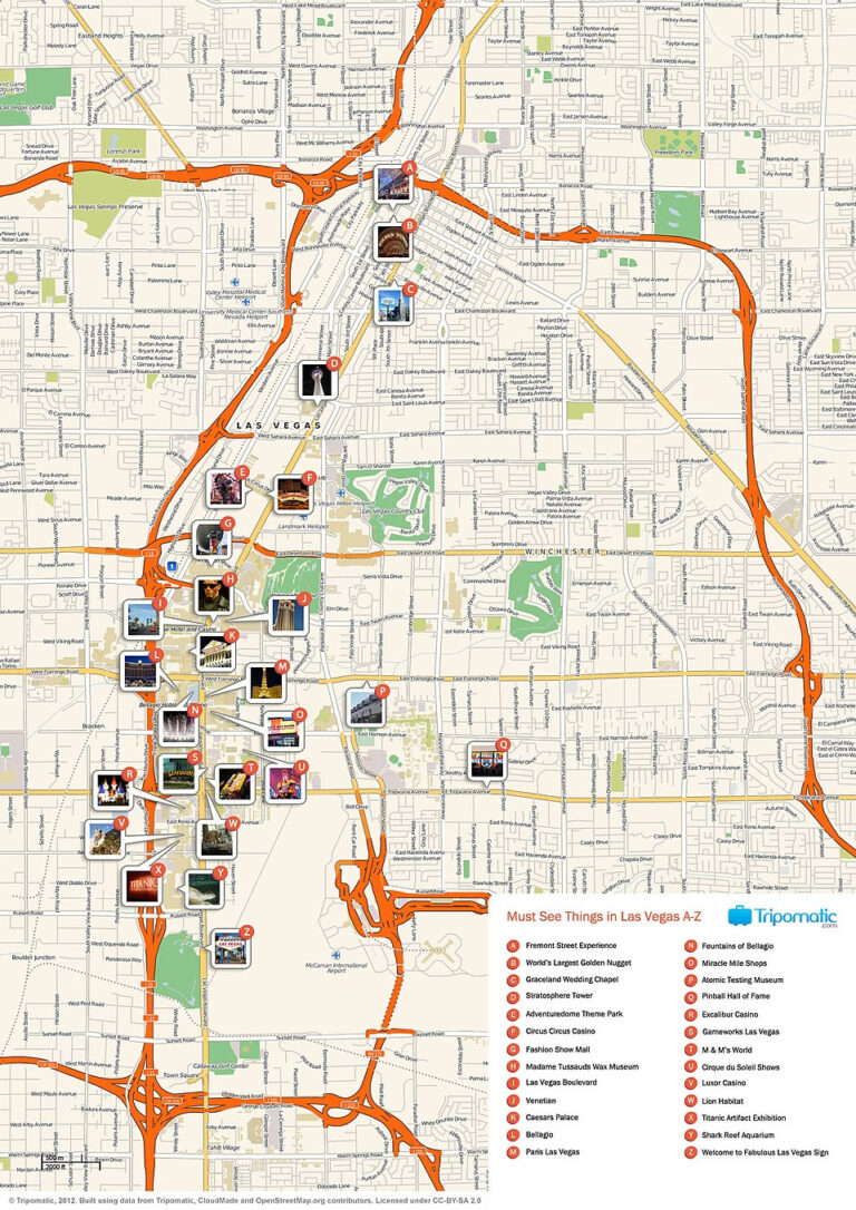 Printable Las Vegas Strip Map | Adams Printable Map
