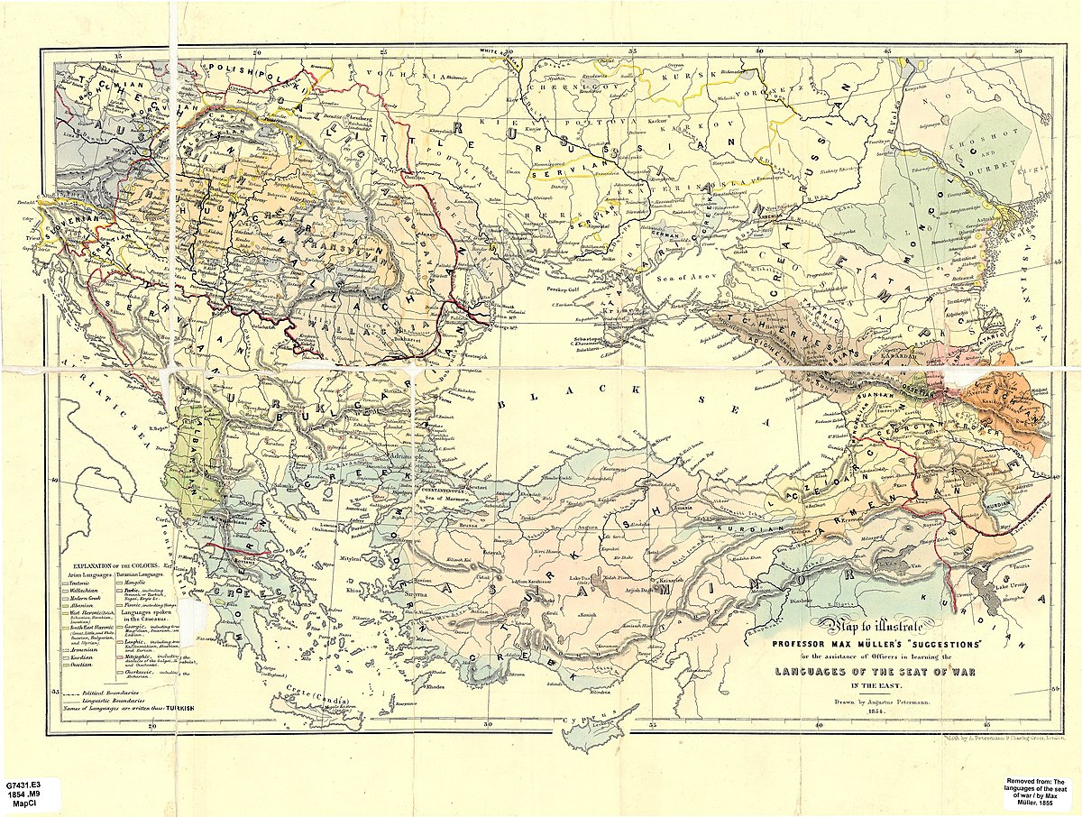 File:linguistic Map Of Eastern Europe, Max Müller, 1854 regarding Map Of Eastern Europe And Asia Minor