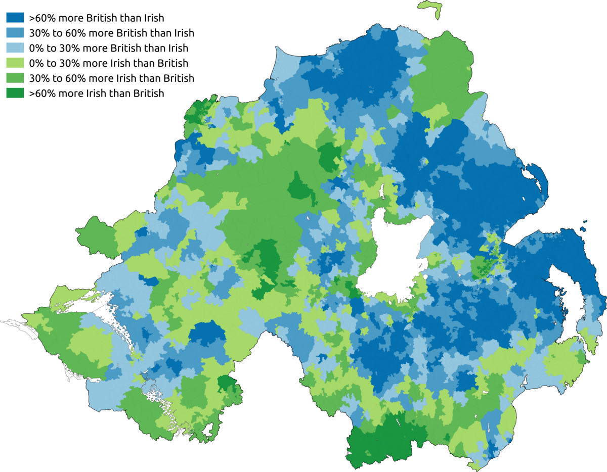 File:map Of Predominant National Identity In The 2011 Census In pertaining to Ethnic Map of Northern Ireland