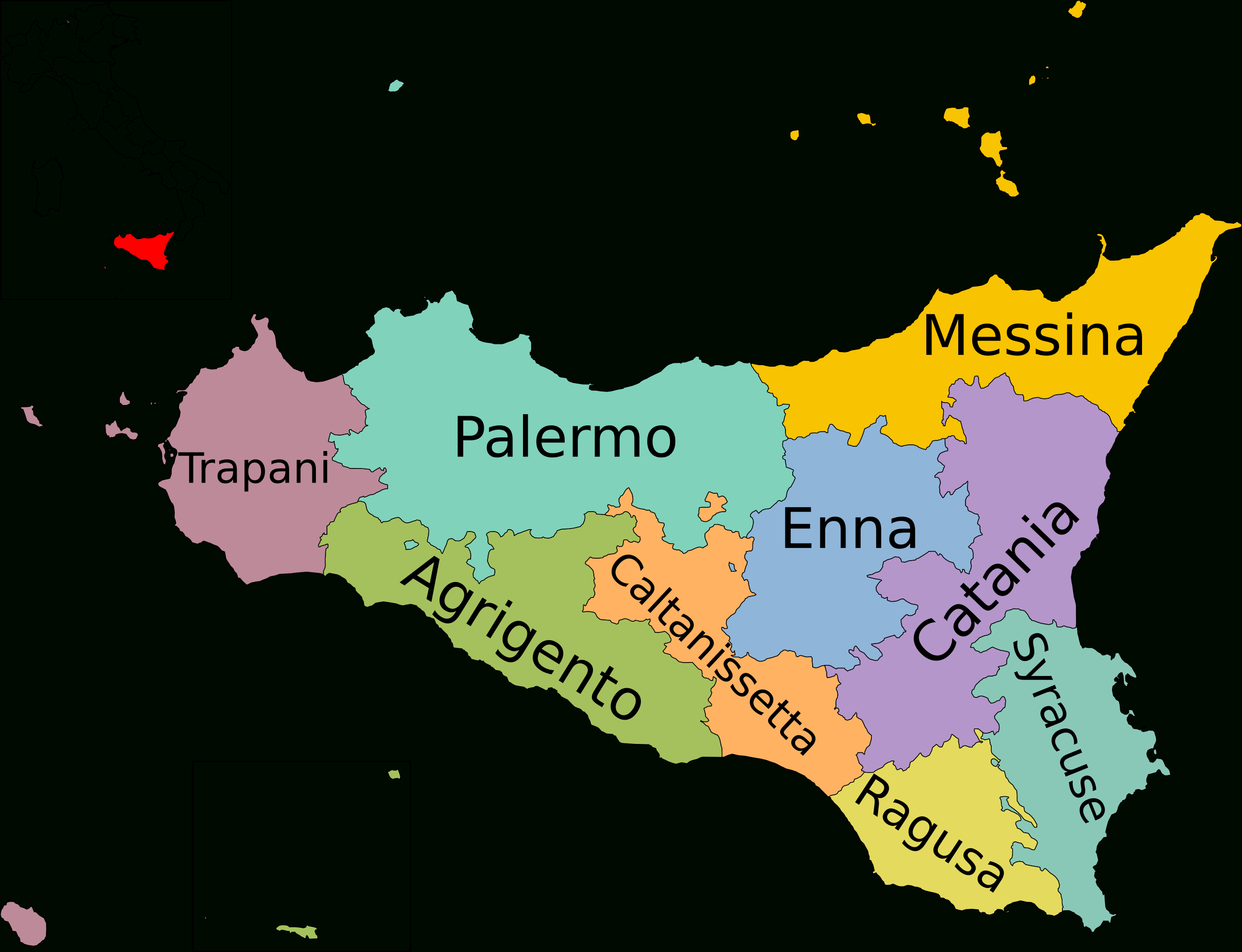 File:map Of Region Of Sicily, Italy, With Provinces-En.svg - Wikipedia with regard to Map of Catania Sicily Italy