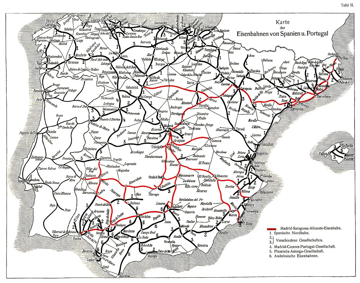 File:map Of The Portuguese And Spanish Railways - Wikimedia regarding Train Map of Spain and Portugal