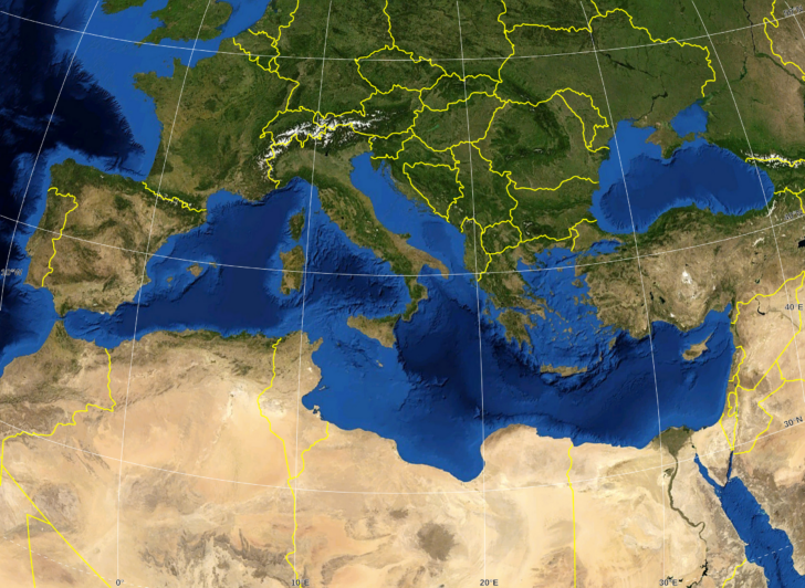 Blank Map of Mediterranean Region