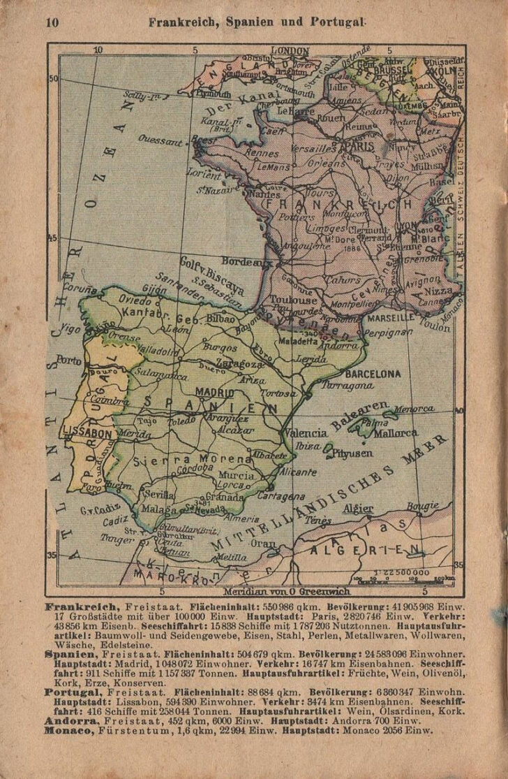 Map of Spain and Portugal and France