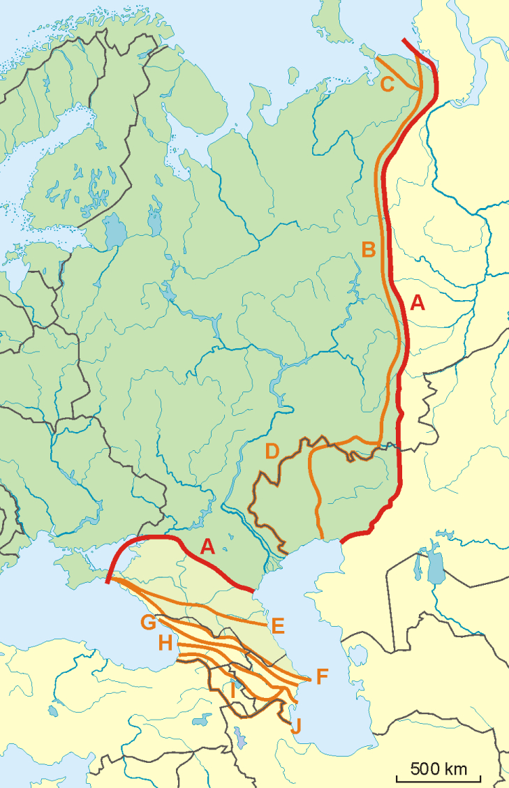 File:possible Definitions Of The Boundary Between Europe And Asia throughout Map Of Asia And Europe Border