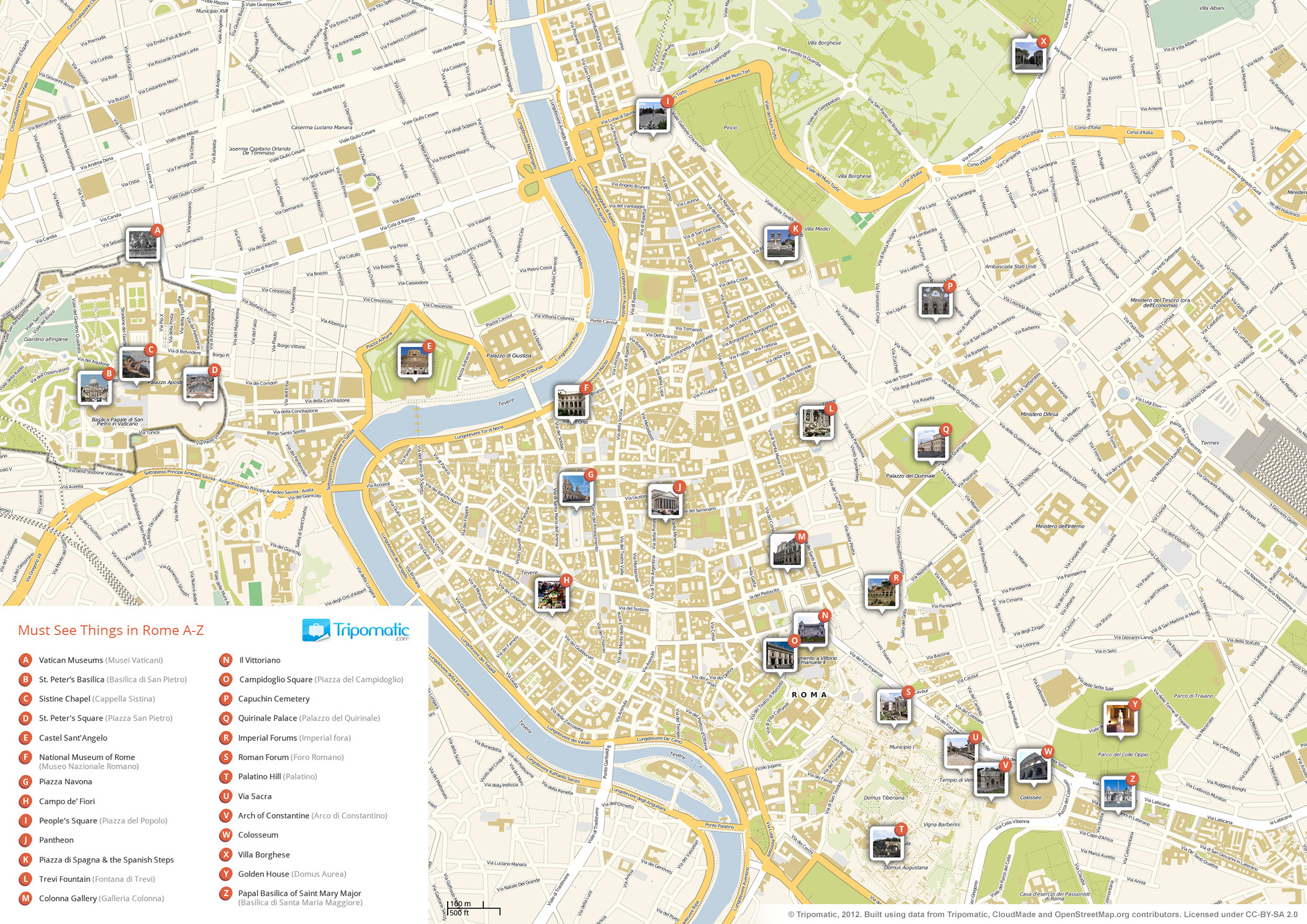 File:rome Printable Tourist Attractions Map - Wikimedia Commons throughout Map of Rome Italy Attractions