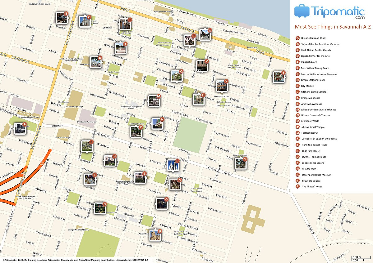 File:savannah Printable Tourist Attractions Map - Wikimedia pertaining to Printable Map Of Savannah Historic District