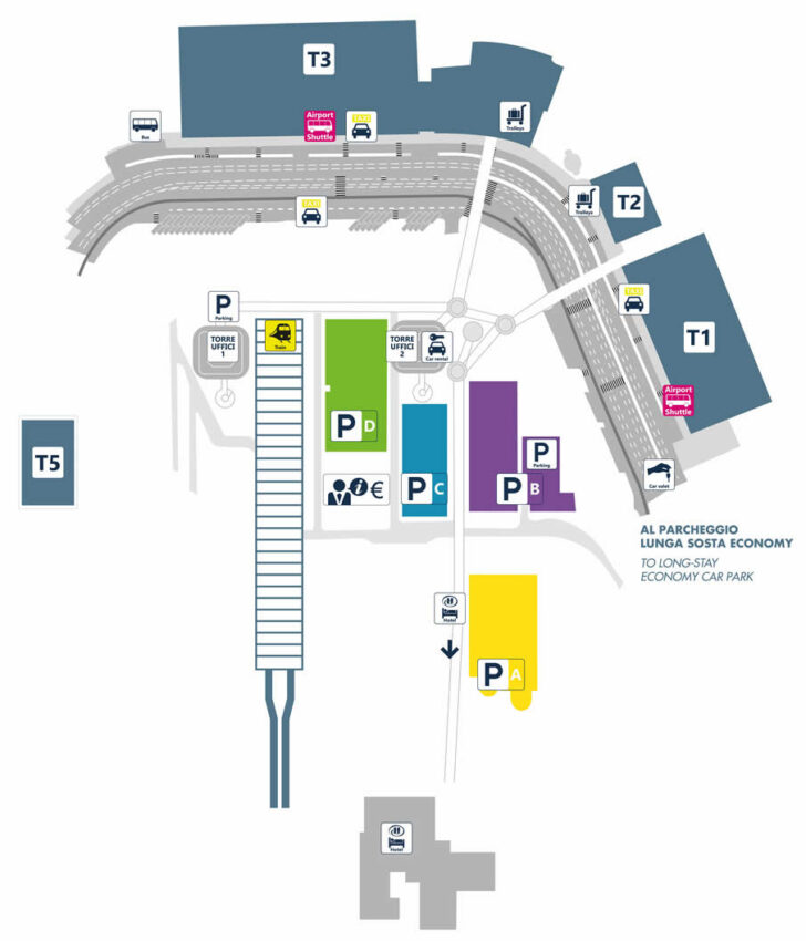 Map of Fiumicino Airport Rome Italy