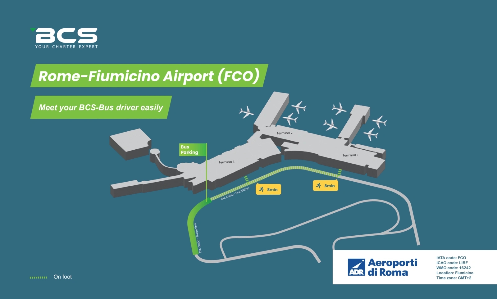 Fiumicino-Rome Airport (Fco) Charter Bus Guide: Stops, Parking intended for Map Of Fiumicino Airport Rome Italy