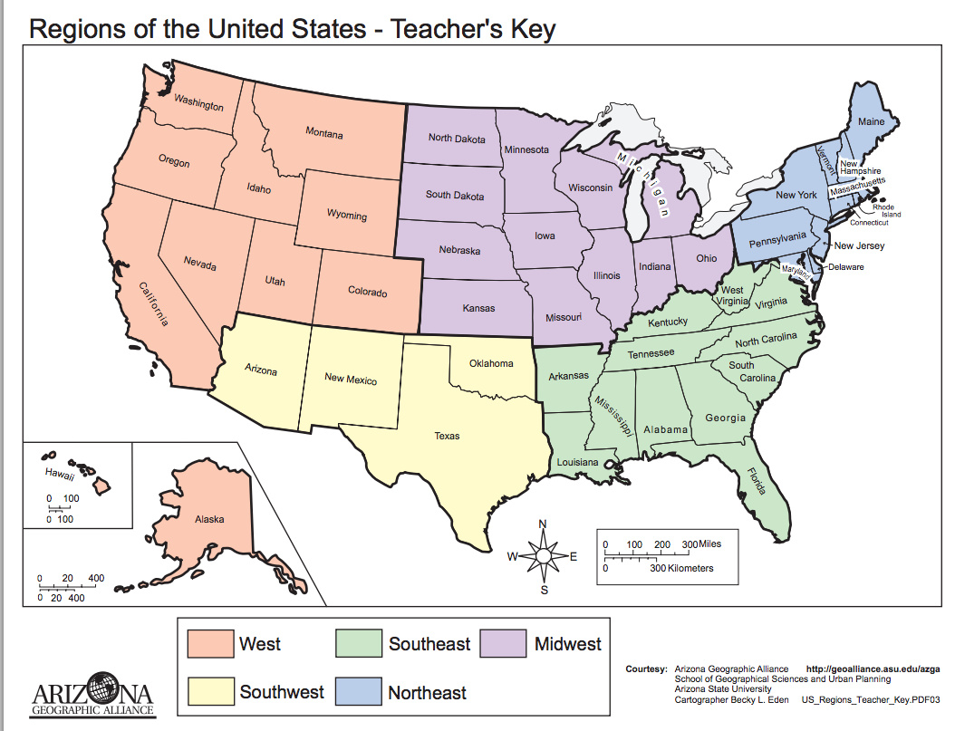 Five Regions Of The United States regarding 5 Regions Of The United States Printable Map