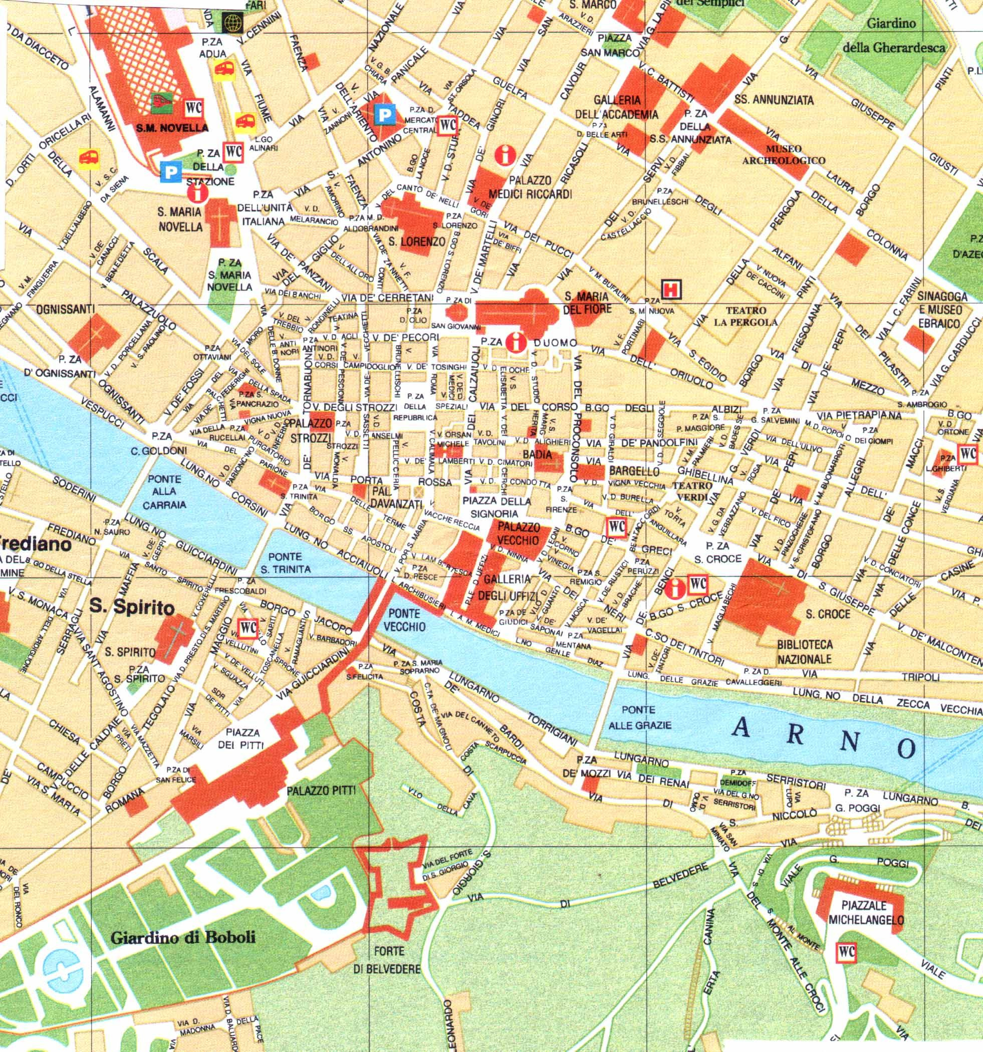 Florence Map with Street Map of Florence Italy