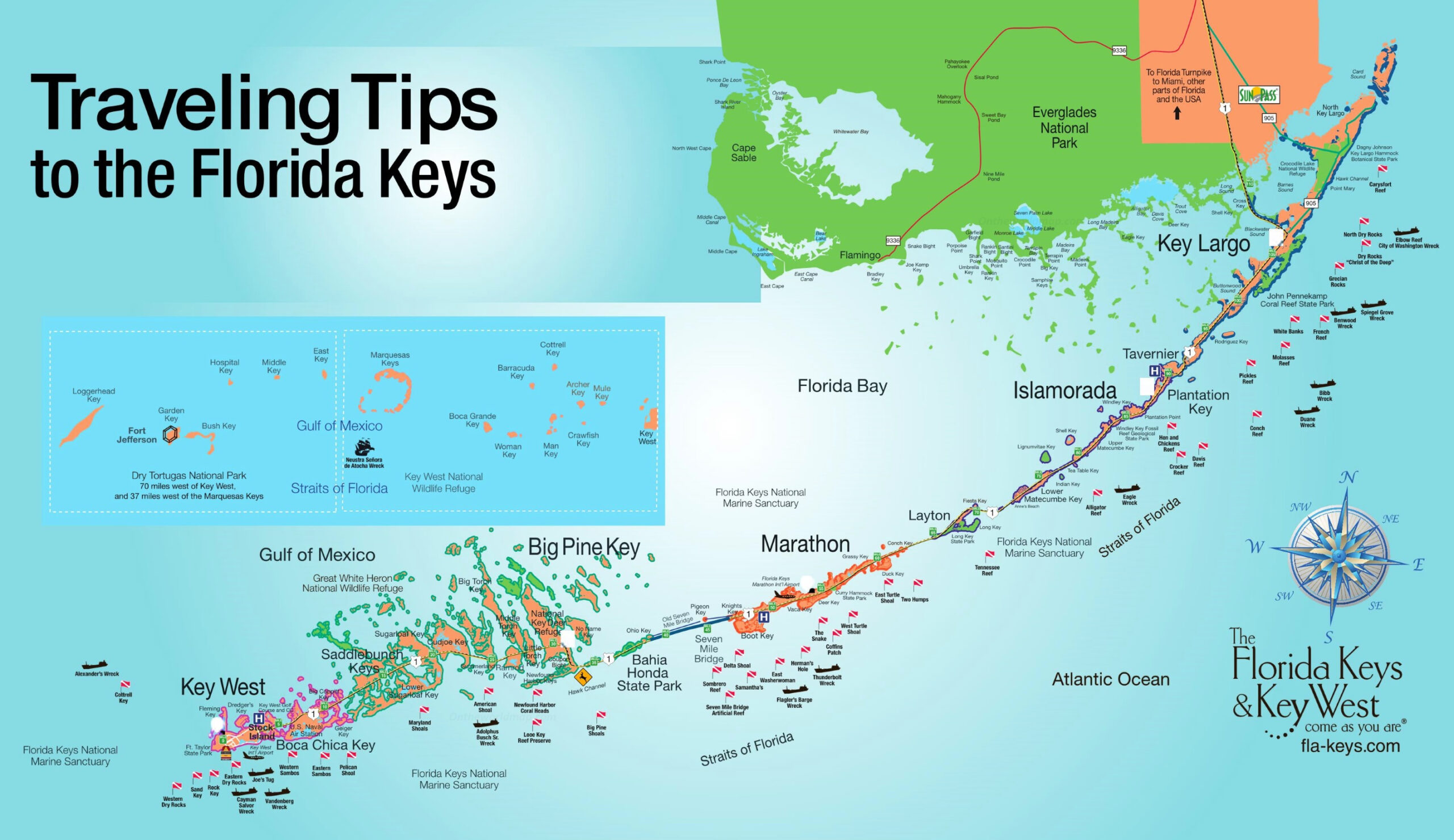 Florida Keys Tourist Map - Ontheworldmap for Free Printable Map Of Florida Keys