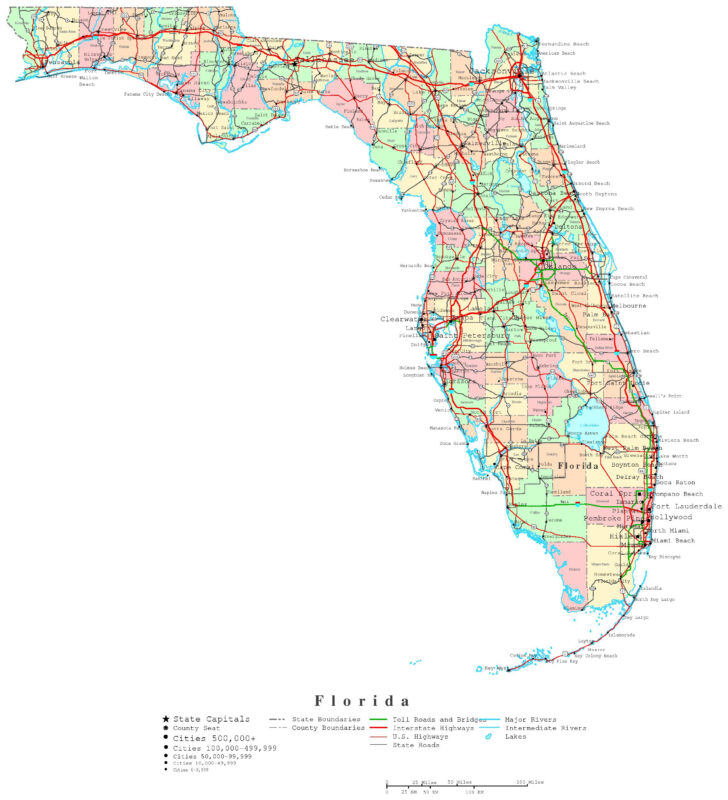 Map of Florida By County Printable